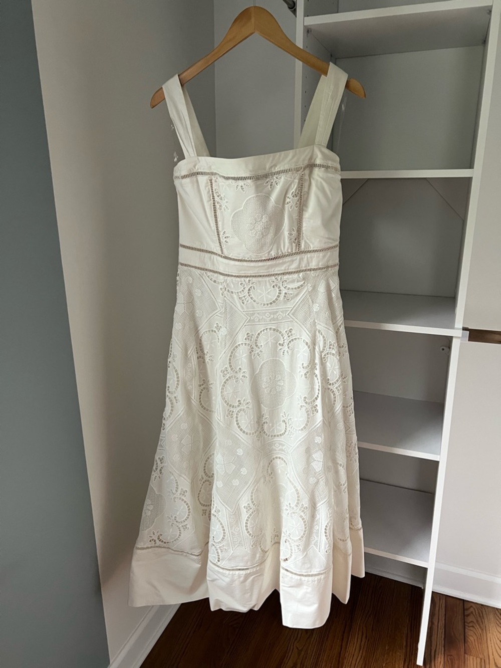 House of CB Ivory Lace Midi Dress with Wide Straps